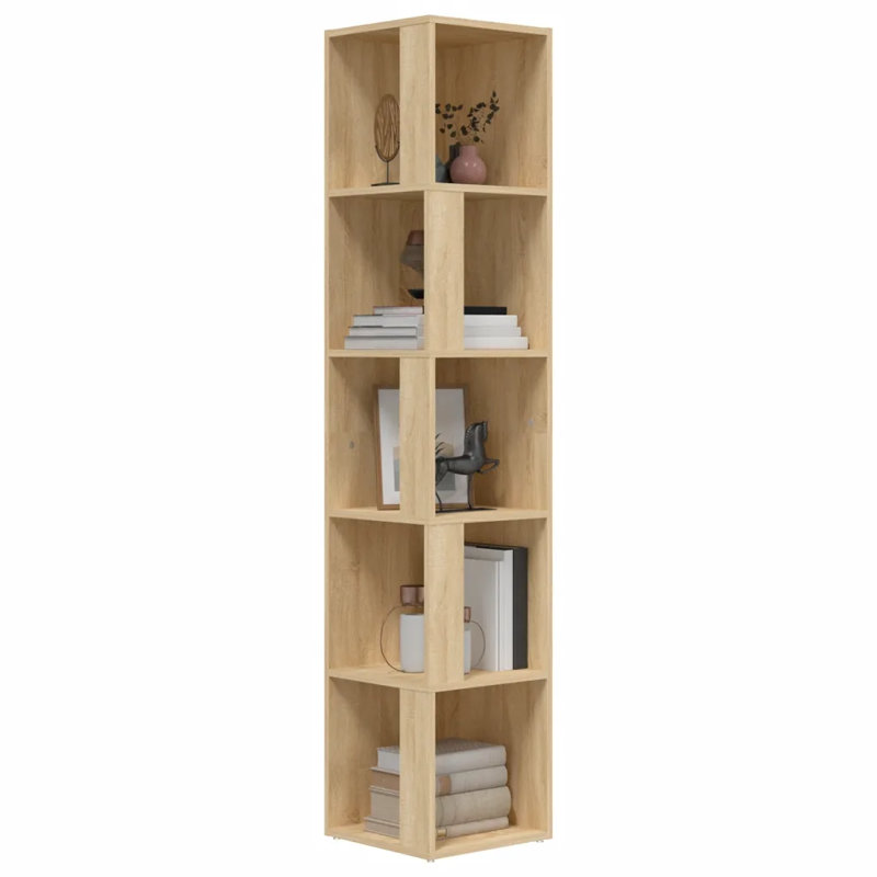 33cm W Corner Bookcase, (4 Shelves) 100cmH x 33cmW x 33cmD, Sonoma Oak