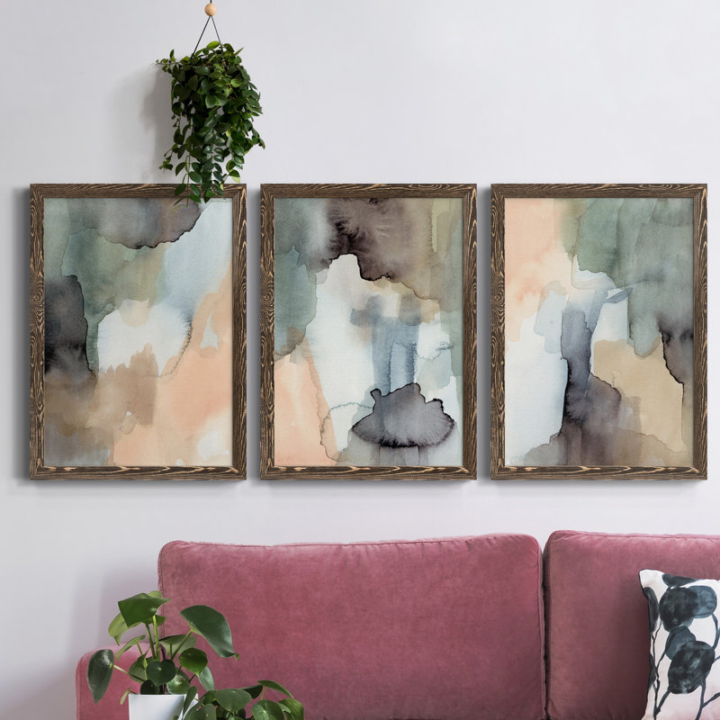 «Morning Swim I», ensemble de 2 peintures sur toile encadrées, Toile avec cadre en noyer, H 31,5 po x l 47 po x P 1,5 po