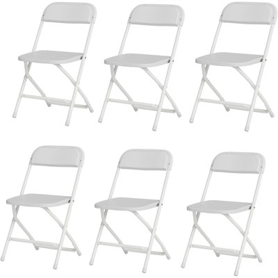 Ensemble de 6 chaises pliantes en plastique avec structure en acier, capacité de 350 lb, pieds antidérapants, peu encombrants pour les événements intérieurs et extérieurs