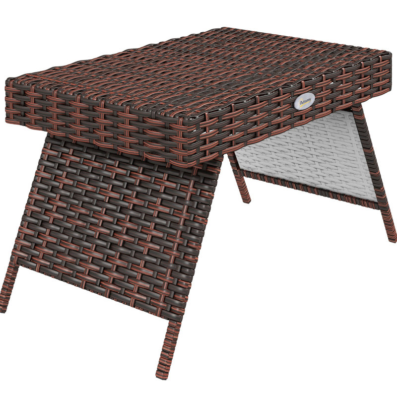 Folding Rattan Side Table, Outdoor End Table, Coffee Table