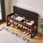 Banc de rangement avec siège rembourré et plateau relevable avec tablettes ouvertes-133713485-133713487-133713489
