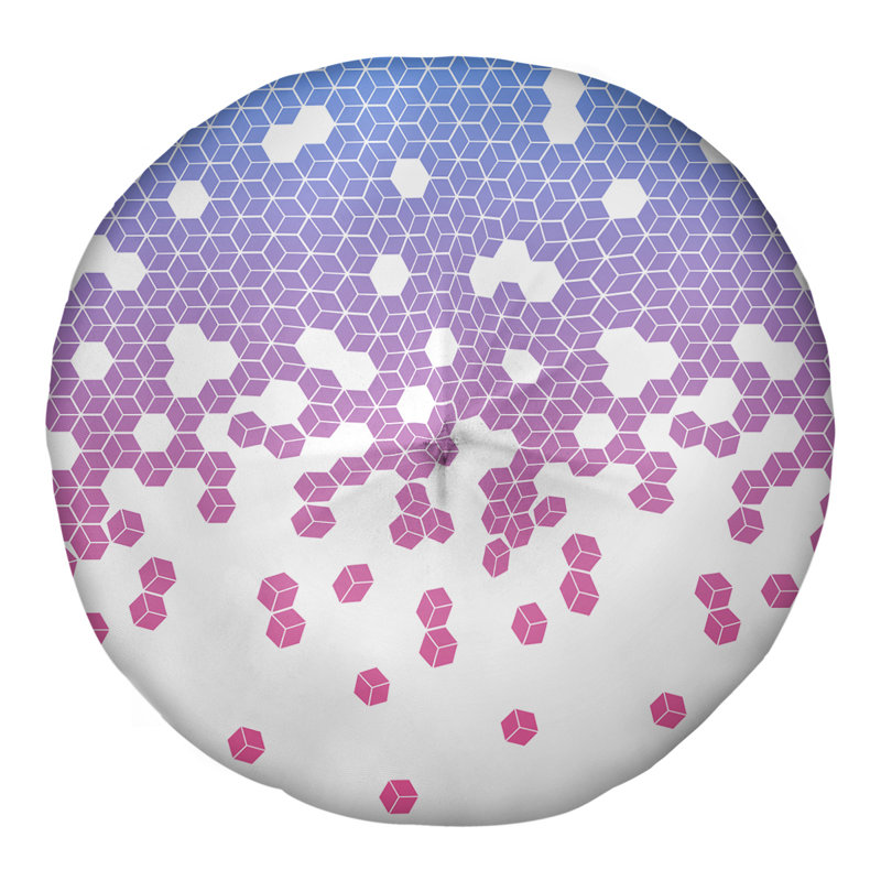 Coussin de sol Katelyn Elizabeth, Hauteur 26 po x largeur 26 po, Bleu / rose