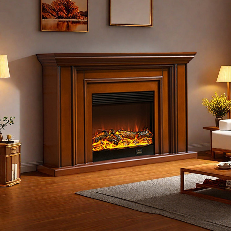 Meuble télé American Fireplace, Brun