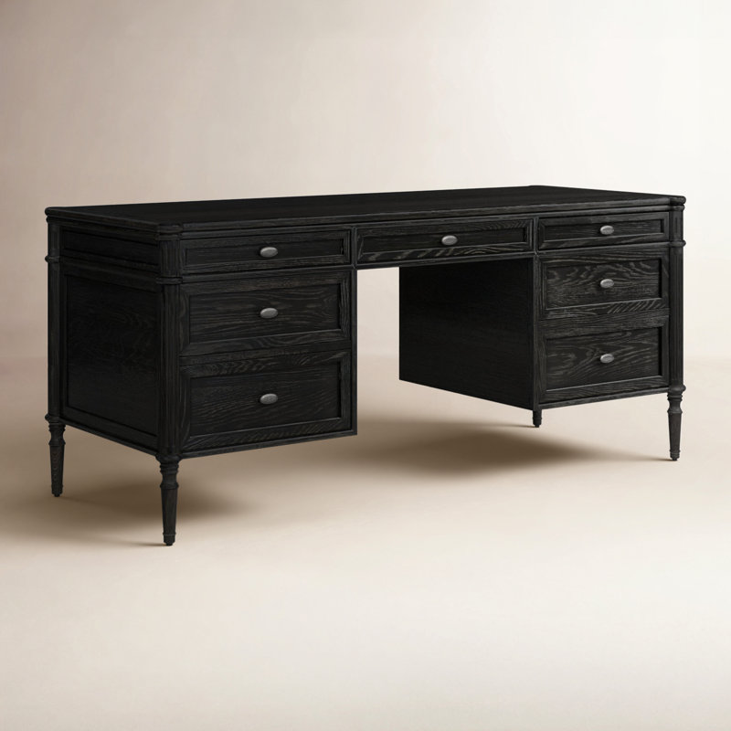 Susie Executive Desk, Distressed Black Oak