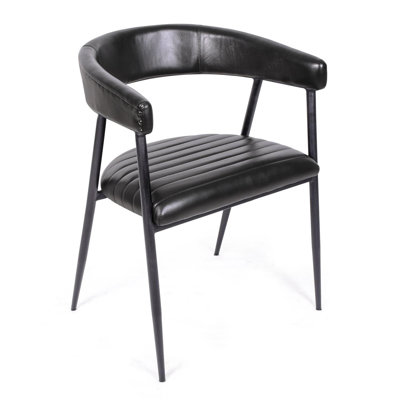 49cm H Genuine Leather Upholstered Dining Chair