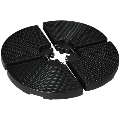 Patio Umbrella Base Weights - 4, 150 Lb. Capacity, Black, Water/Sand, -Like Design, Outdoor Use 4 , Up To Lb., , Water/Sand Fill Option, All-Weather