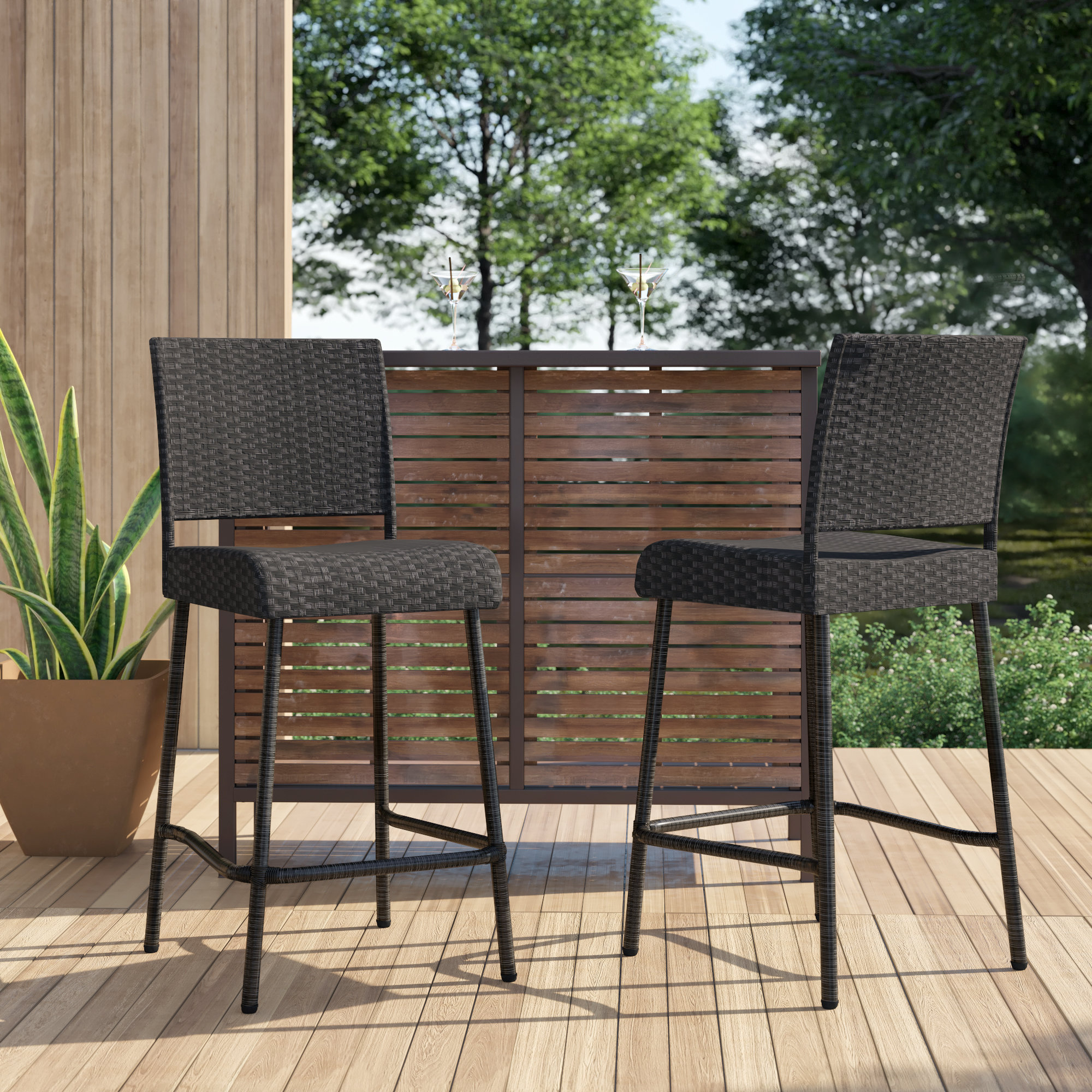 Bertila Wicker Outdoor 29 Bar Stool