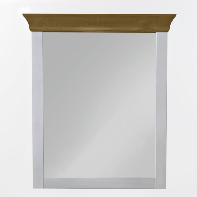 Kelly Wood Wall Mirror, White/Leach-coloured, 107cm H x 85cm W x 8cm D
