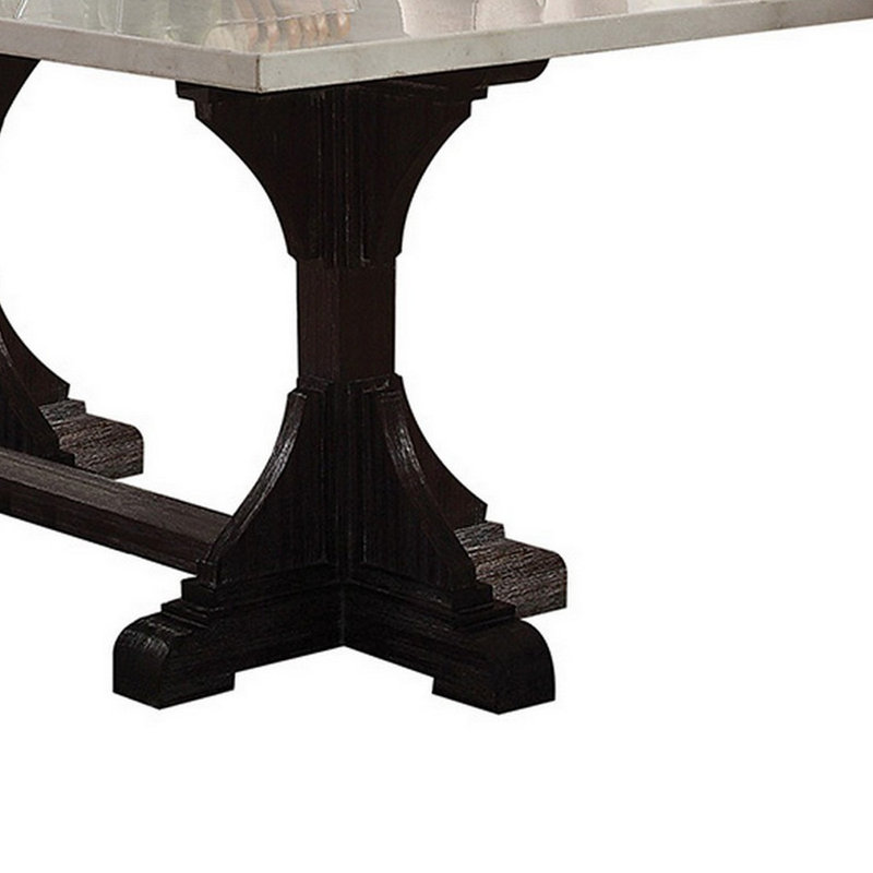 Cline 72'' Trestle Dining Table,kitchen table,kitchen table,dining room table,dining table,dining room table, Brown Marble