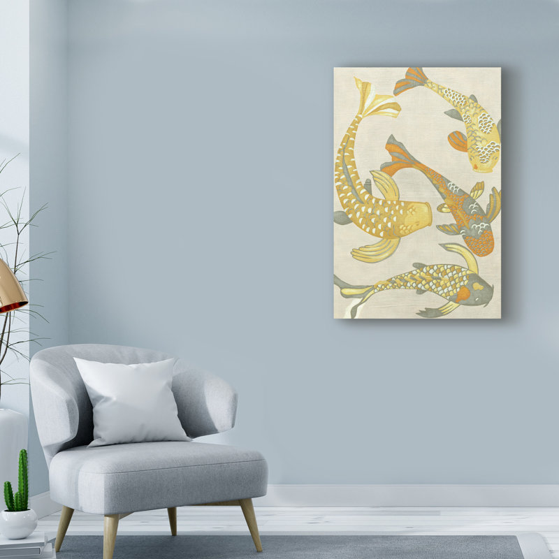 « golden koi i », reproduction sur toile tendue, H 19 po x l 12 po x P 2 po