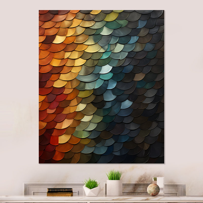 «Colorful Rainbow Scales I» - art mural abstrait en métal, H 40 po x l 30 po x P 1,5 po