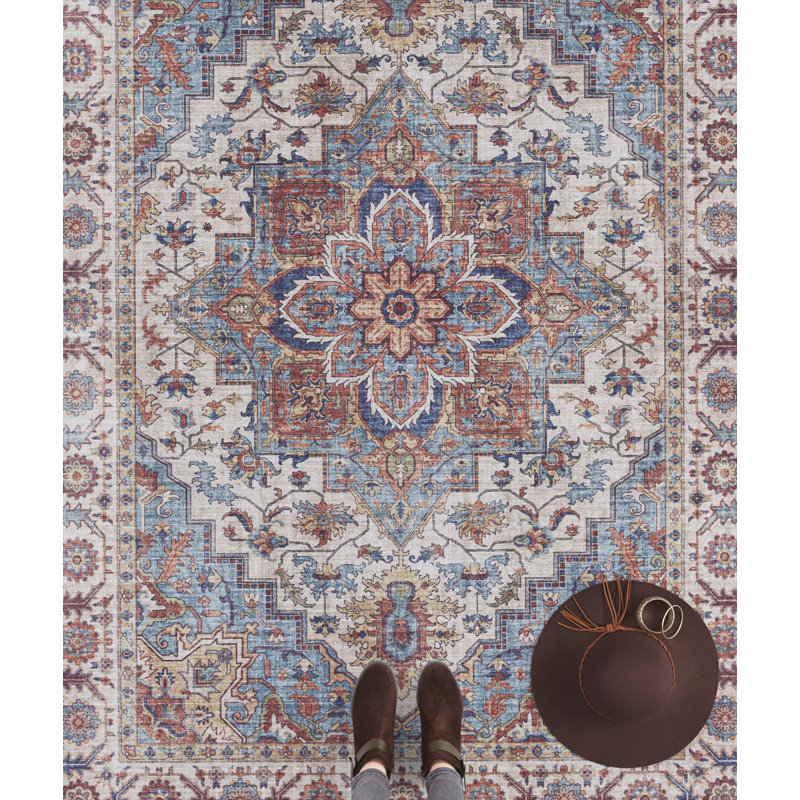Anthea Machine Woven Blue/Brown Indoor Rug, Rectangle 160 x 230cm