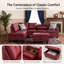 Canapé modulaire en similicuir rouge avec repose-pieds-1122106034-1122106039