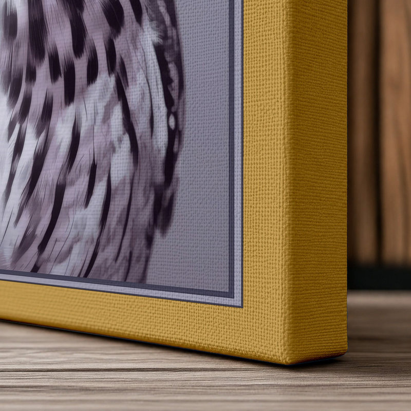 Eagle Owl Botanical - Wrapped Canvas, 24x16 - 61.0 x 40.6 cm, Ochre Border
