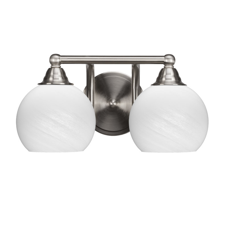 Barre d'éclairage de salle de bain 2 lumières Michell, Marbre blanc, Nickel brossé