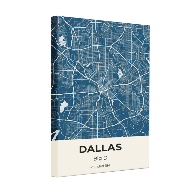 Scénario et paysages urbains, impression de motif de carte de la ville de Dallas, H 24 po x l 16 po