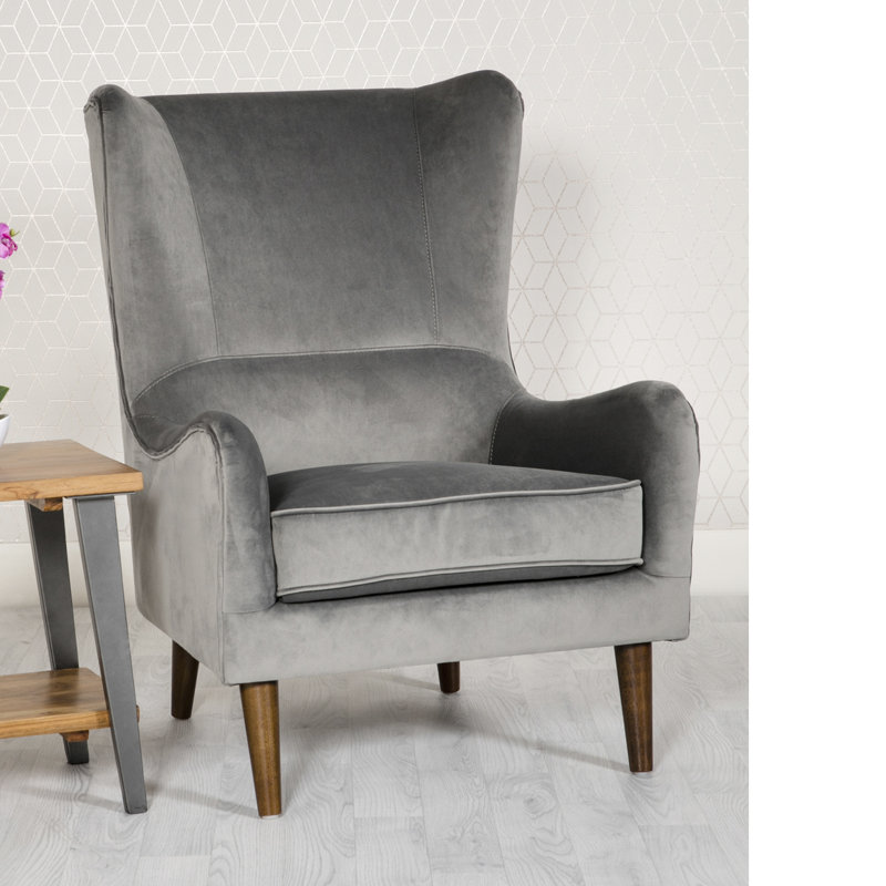 Lowery Upholstered Wingback Chair, Grey