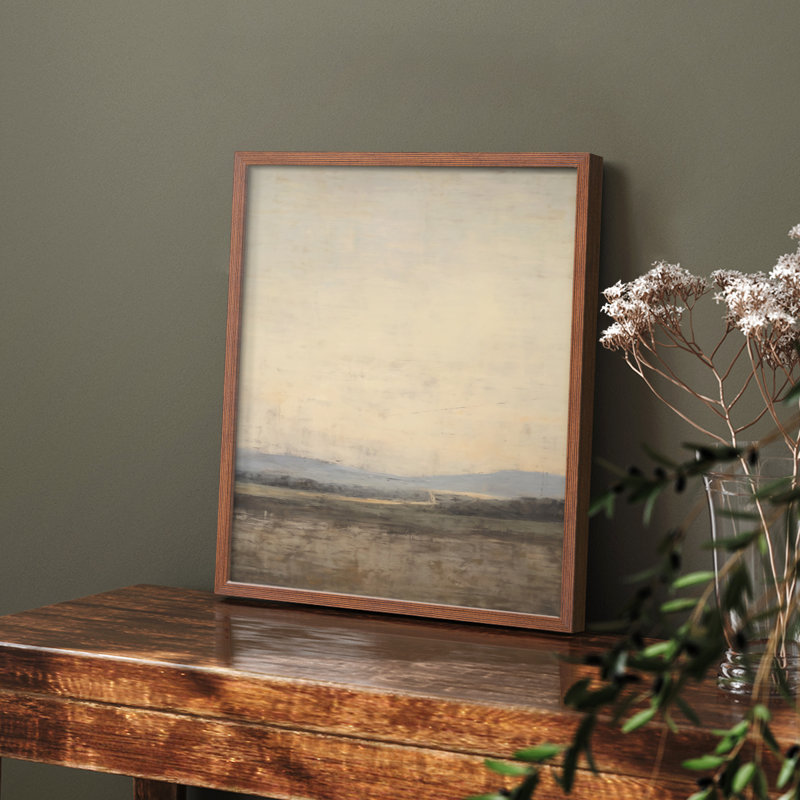 Paysage rétro, impression encadrée XX, Noyer