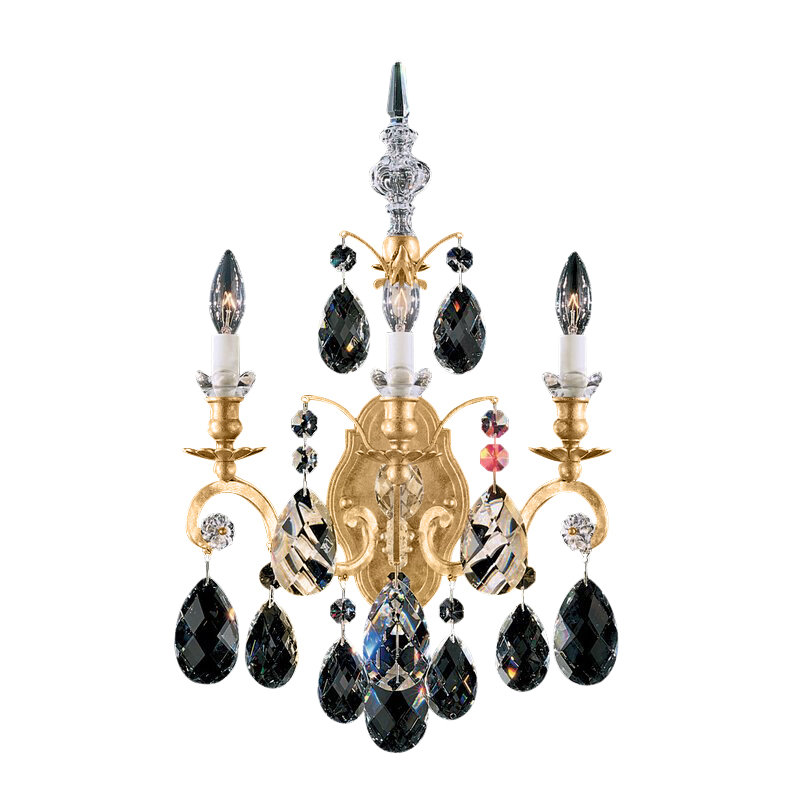 Renaissance 3 - Light Candle Wall Light, Handcut Clear, Heirloom Gold