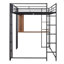 Metal Loft Bed With 2 Shelves And One Desk-1440128863