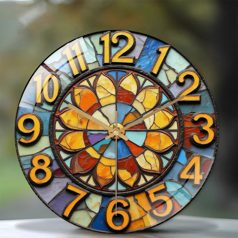 Horloge murale décorative en verre coloré - Horloge murale 12 po