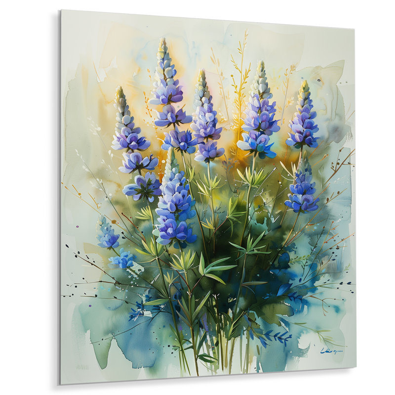 Mauve vert été Lupin I - décoration murale Lupin, H 32 po x l 24 po x P 1 po, Métal métal