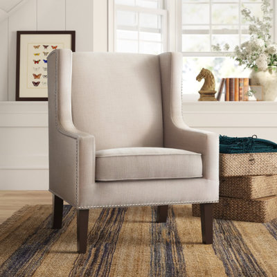 Katahdin Upholstered Wingback Chair with Nailhead Trim