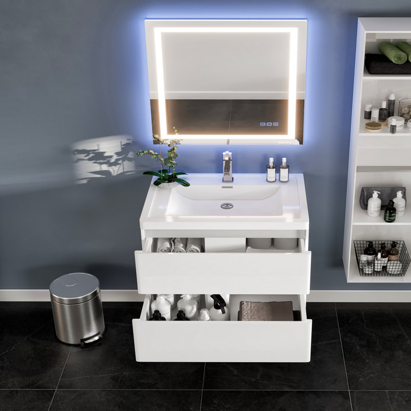 Caddric 31.5'' Single Bathroom Vanity with Acrylic Top