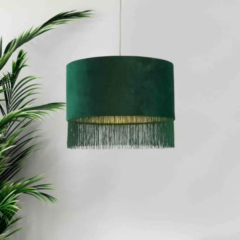 32cm H Velvet Drum Pendant Shade