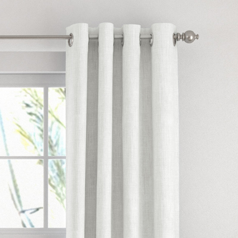 100% Blackout Textured Linen-Blend Grommet Curtain Set, White, 50" W x 96" L