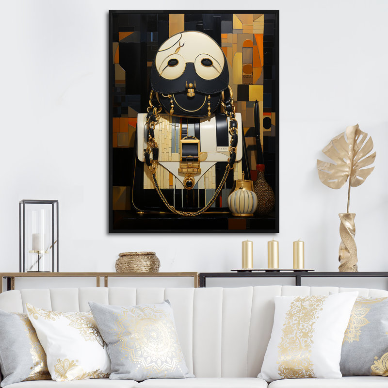 Accessoire de style sac à main art déco - Accessoires de mode, art mural, Cadre flottant noir, 44" H x 34" W