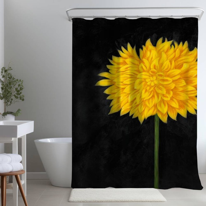 Floral – Polyester Shower Curtain, Dye Sublimation Print, 71" W × 74" L