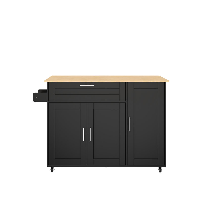 132.5 cm W Kitchen Island with Top, Black
