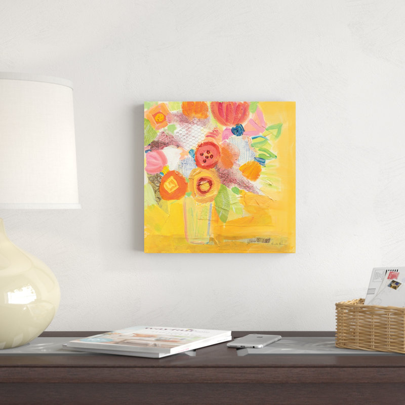 Floral jaune brumeux, H 12 po x l 12 po x P 1,25 po