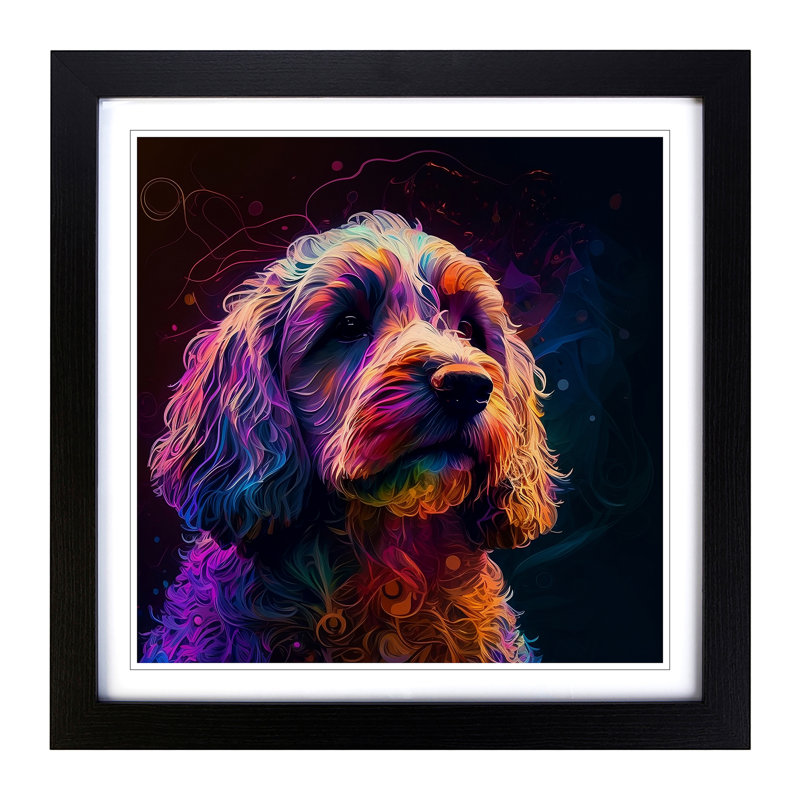 Cockapoo Abstract Art - Framed Print, Black