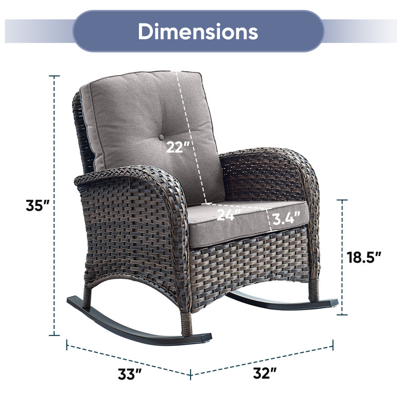 Chaise berçante d'extérieur Gaetanino, Brun, Gris