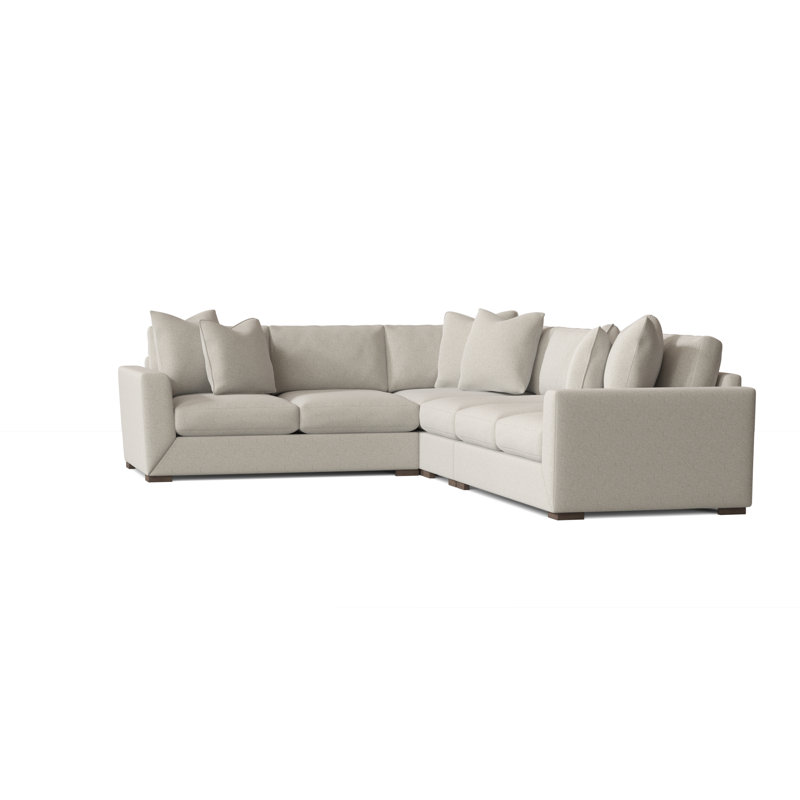 Nicolette Upholstered L-Shaped Sectional Right Hand Facing, Aged Gray, Cream Linen 