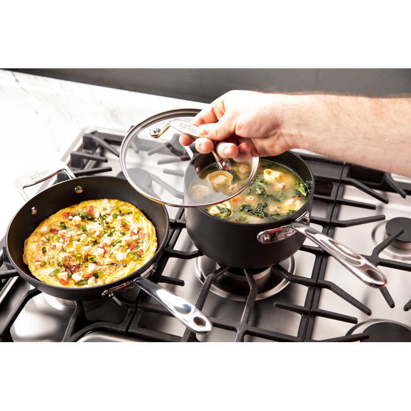 Essentials Black Aluminum Nonstick Fry and Sauce Pan Set
