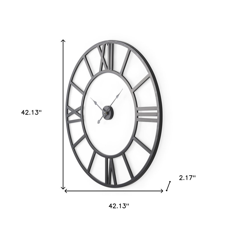 42" Black Iron Analog Round Wall Clock
