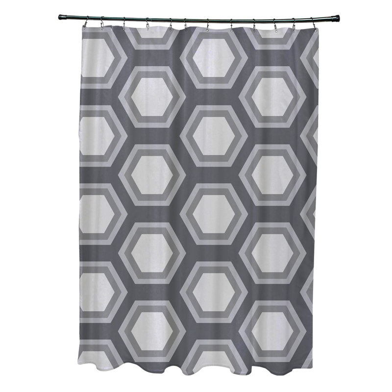 Rideau de douche simple à motif géométrique Joshi, Gris foncé / gris pâle
