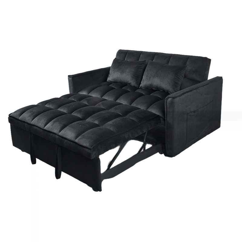 Modern Style Design Velvet Sofa Bed, Black