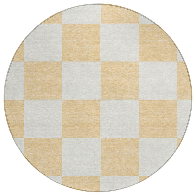 Machine Washable Indoor/Outdoor Micelotta ACN2345 Geometric Rug, Round 8'