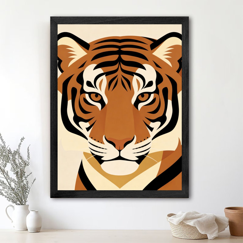 Art mural rétro noir avec tigre audacieux, impressions de style rétro, H 11 po x l 9 po