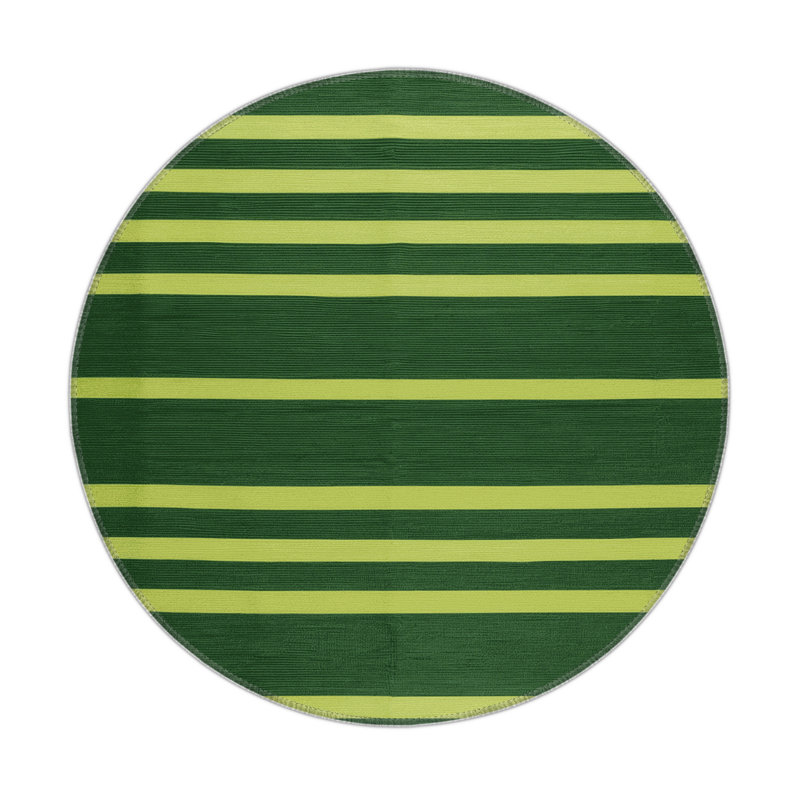 HorizontalStripes Green Indoor and Outdoor Area Rug, Round 5'