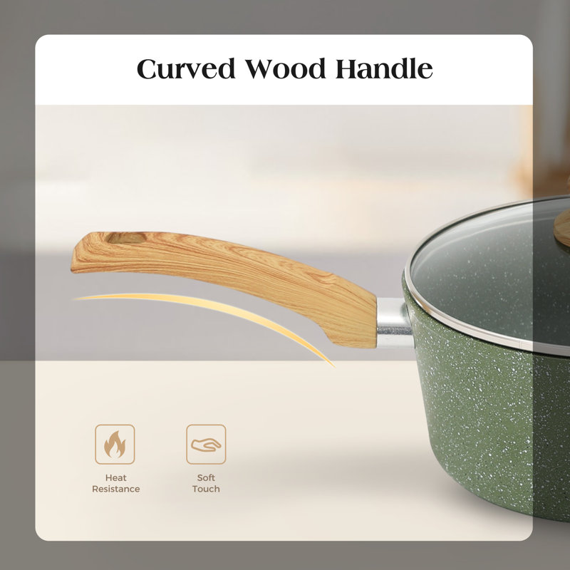 17 - Piece Non-Stick Aluminum Cookware Set, Green/Natural