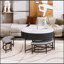 Table basse moderne à plateau relevable avec rangement et 3 repose-pieds, parfaite pour les espaces de vie élégants et fonctionnels-89882801-89882800