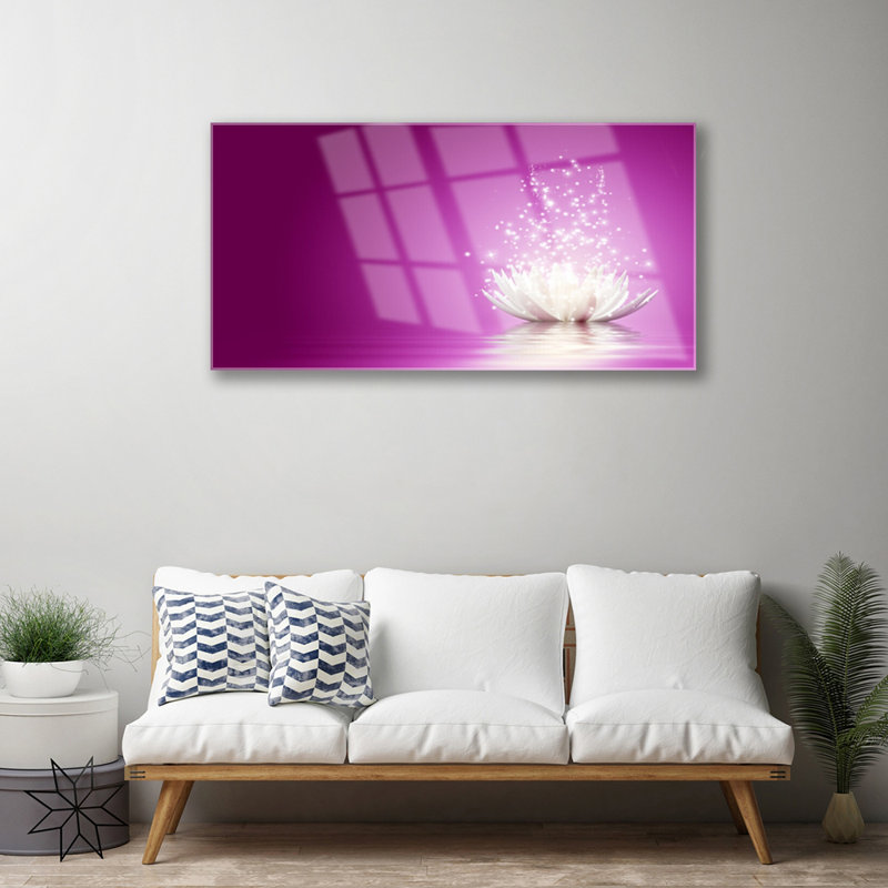 Floral Lotus Flower - Unframed Photograph on Glass, Pink