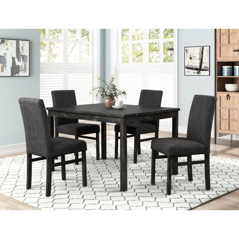 Chaise de salle à manger rembourrée rectangulaire en lin gris anthracite et gris anthracite de 16,5 po x l 21,5 po x P 37 po