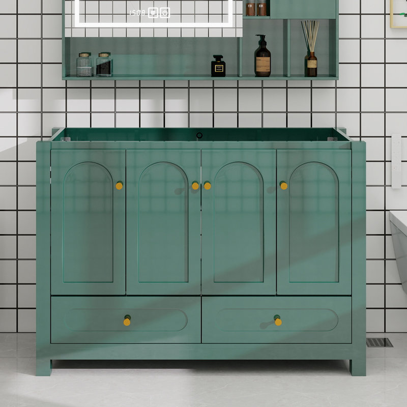 Armoire de rangement 48 po pour salle de bain 48 po - 4 portes à fermeture douce et 2 tiroirs, Vert