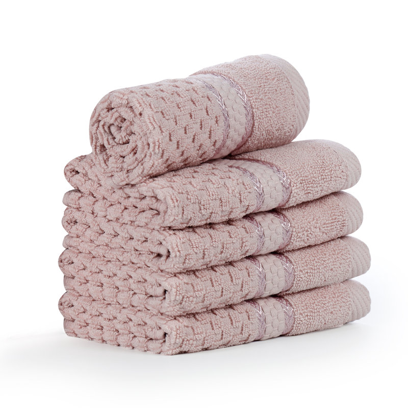 Essuie-mains texturés 100% coton Mulaayam, Rose tendre